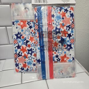 Red White Blue Patriotic  Reclosable Zipper Stand-up Drink /Juice Pouch 12 pcs